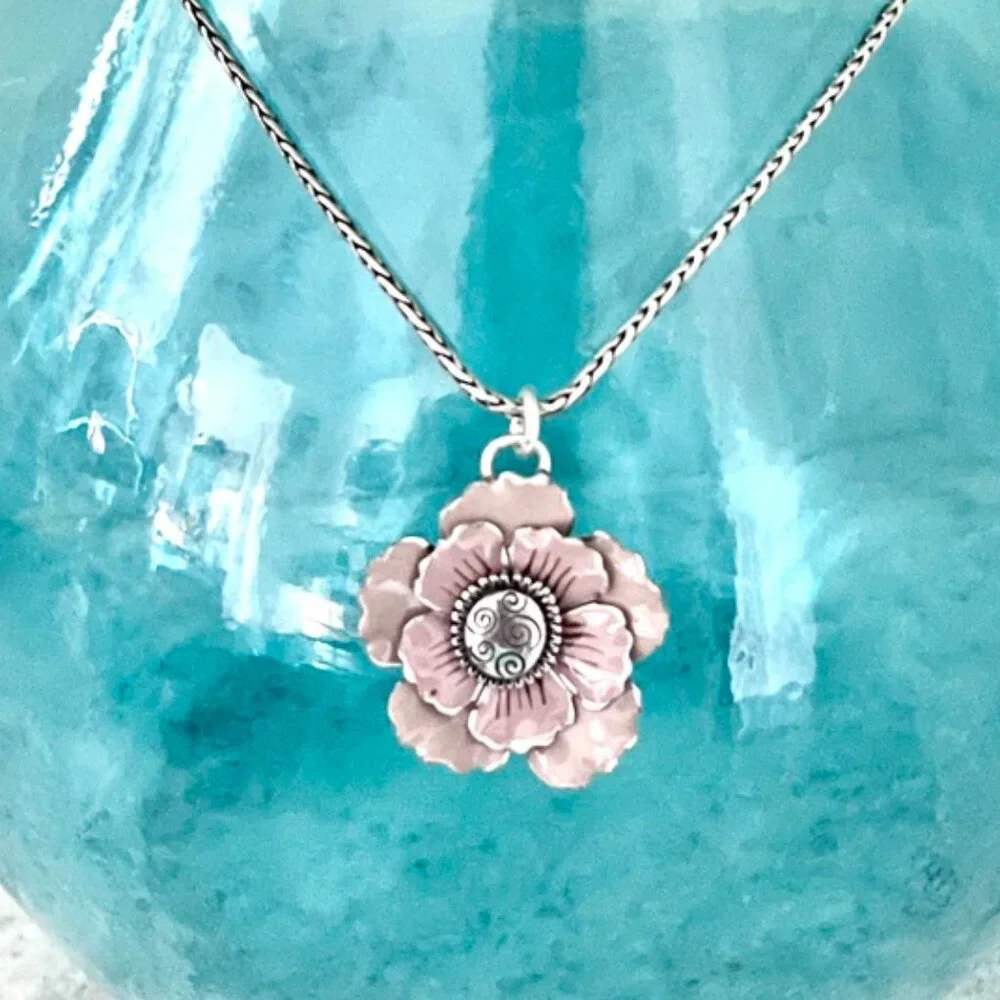 Brighton Pink Enamel Flower Necklace - Picture 1 of 3